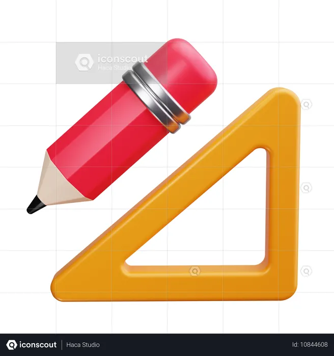 Bleistift und Lineal  3D Icon