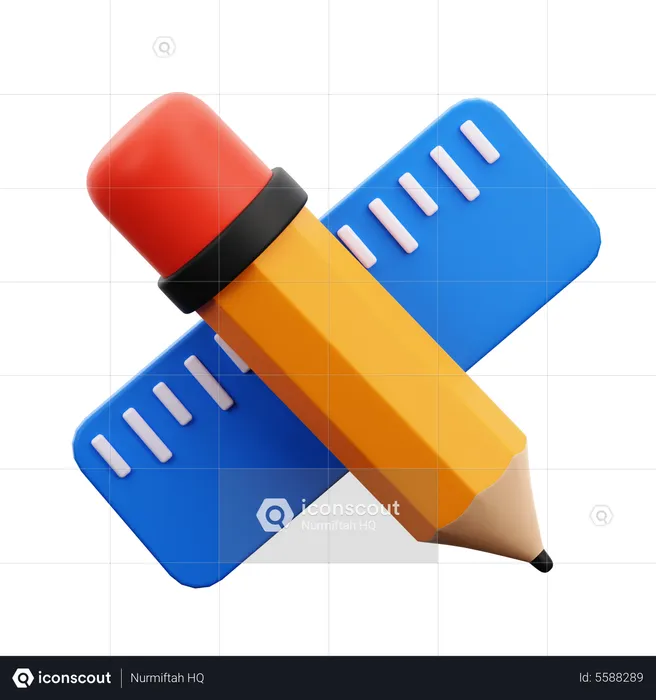 Bleistift und Lineal  3D Icon