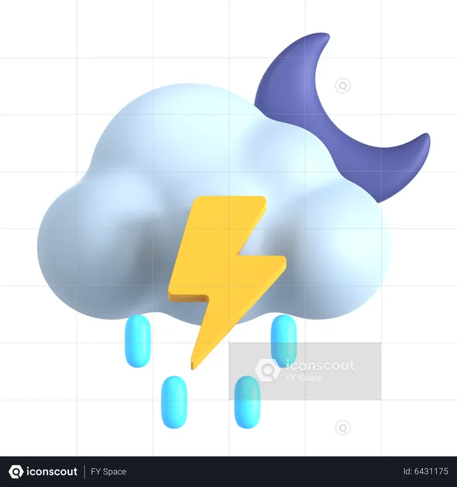 Gewitterregen in der Nacht  3D Icon