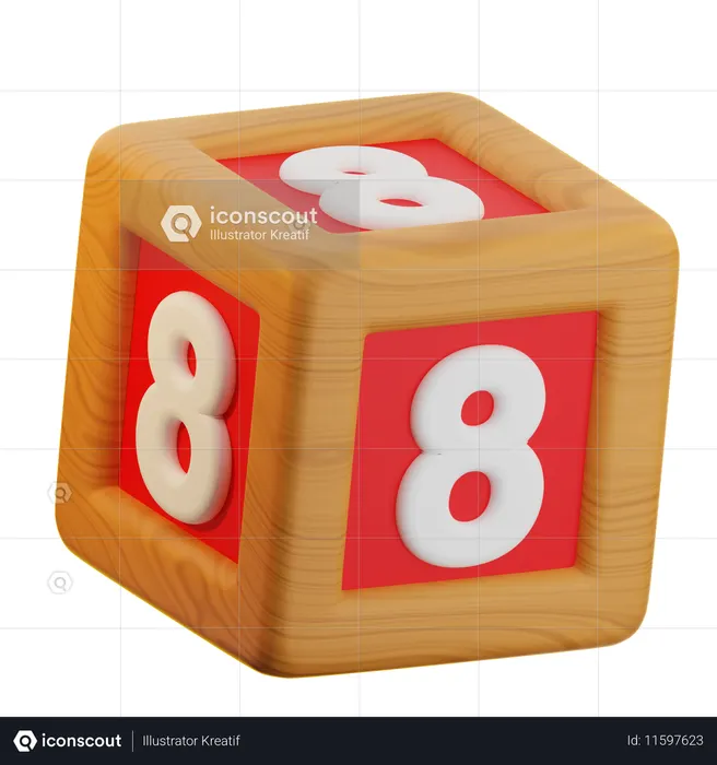 Bloc de 8 chiffres  3D Icon