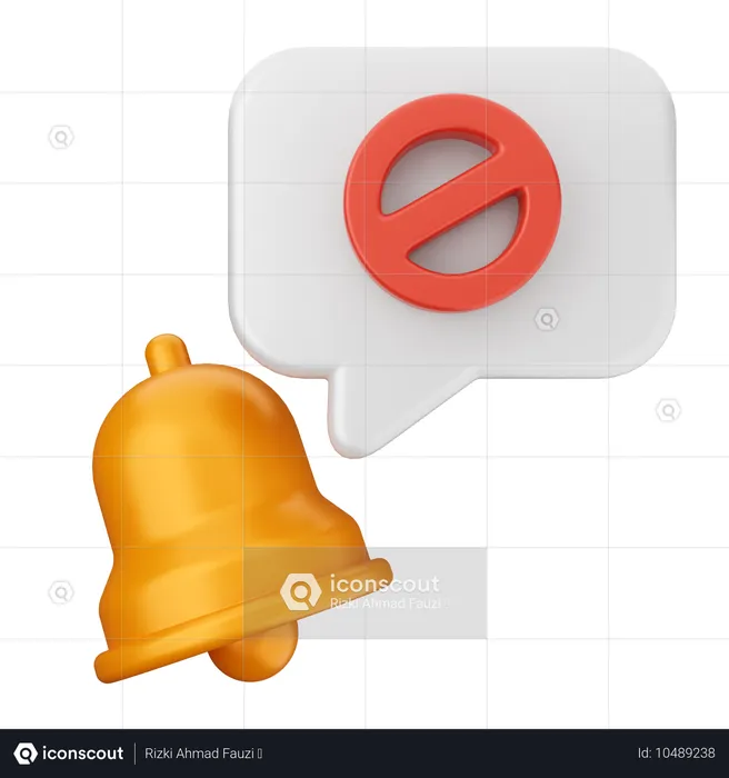 Block Notification Bell  3D Icon