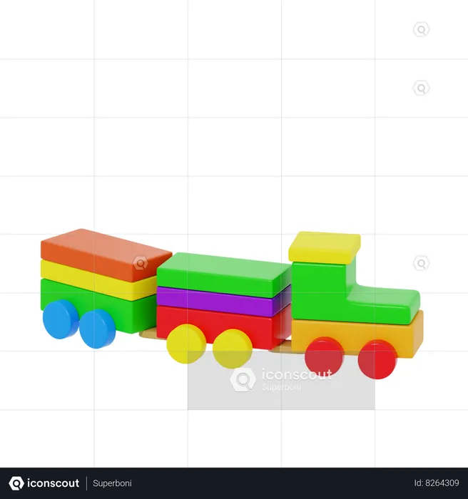 Block train  3D Icon