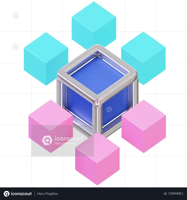 블록체인  3D Icon