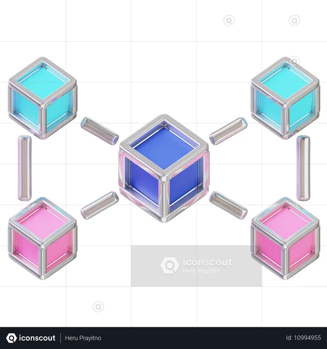 ブロックチェーン  3D Icon