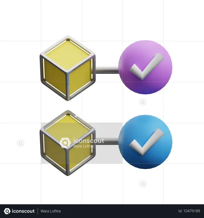 ブロックチェーン確認  3D Icon