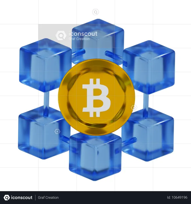 Ícone de criptomoeda Blockchain para economia de moeda digital  3D Icon