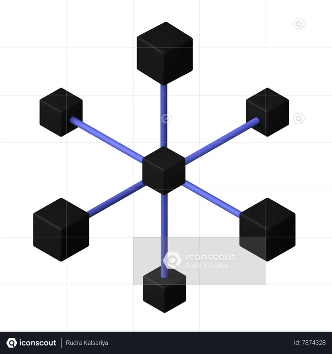 Blockchain descentralizada  3D Icon