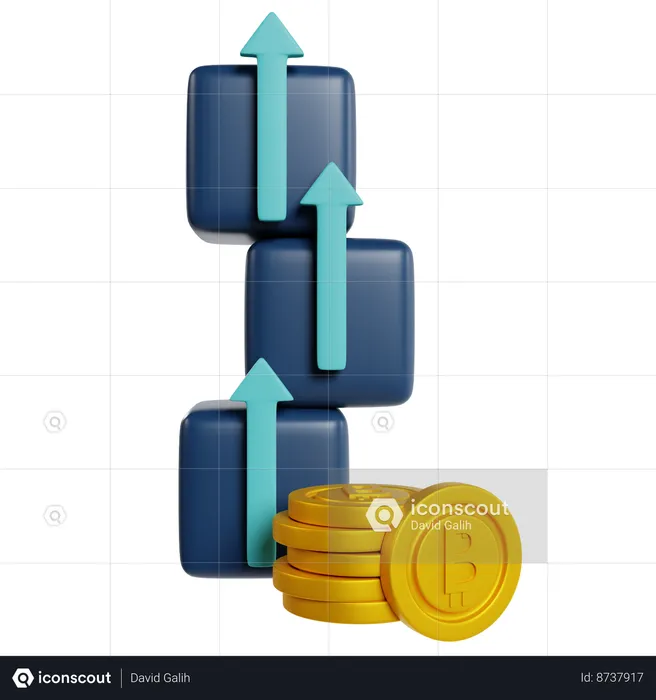 Blockchain Growth Illustration  3D Icon