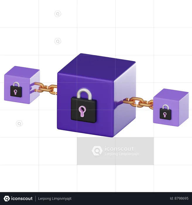 Blockchain Lock  3D Icon