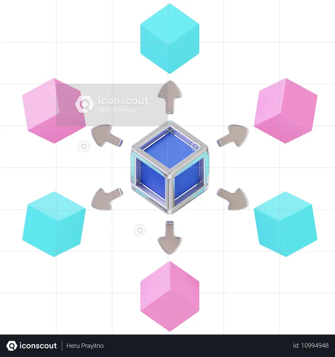 ブロックチェーンマネー  3D Icon