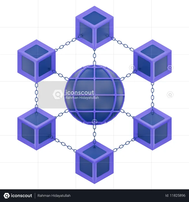 Blockchain Network Icon  3D Icon