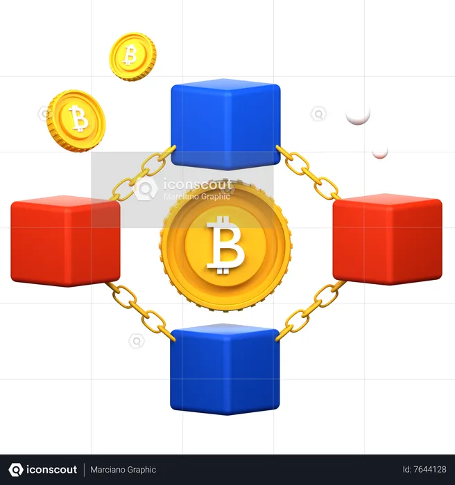 Cadena de bloques pública  3D Icon