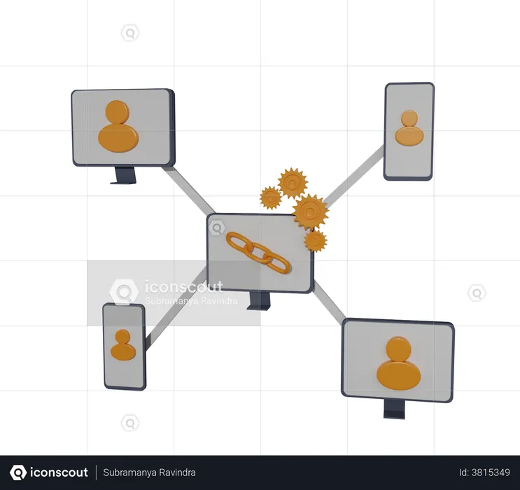 Blockchain público  3D Illustration