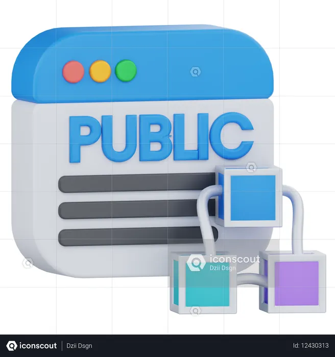 Blockchain publique  3D Icon