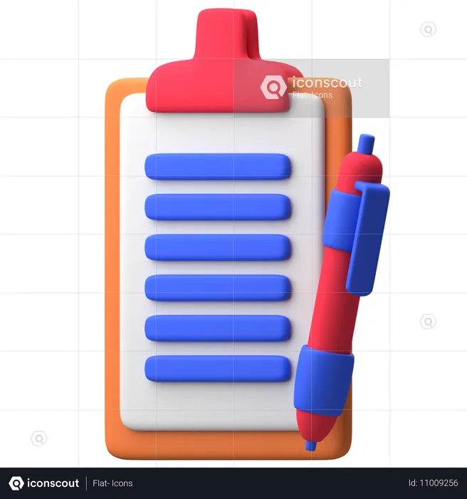 Bloco de notas e caneta  3D Icon