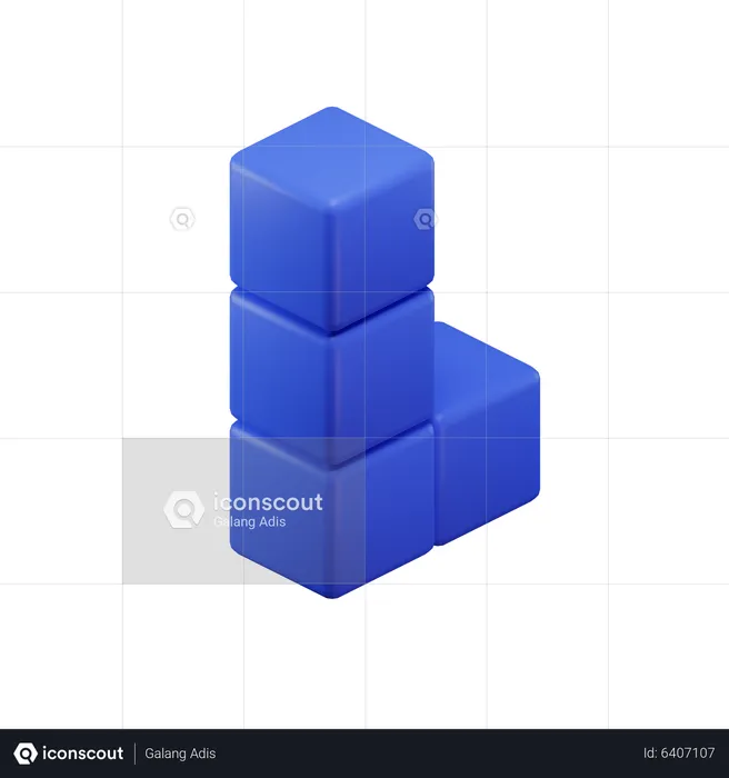 Bloco Tetris em forma de L  3D Icon