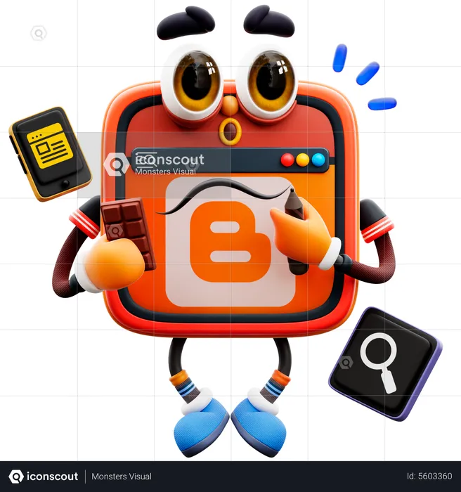 Blogger Sticker Logo 3D Illustration