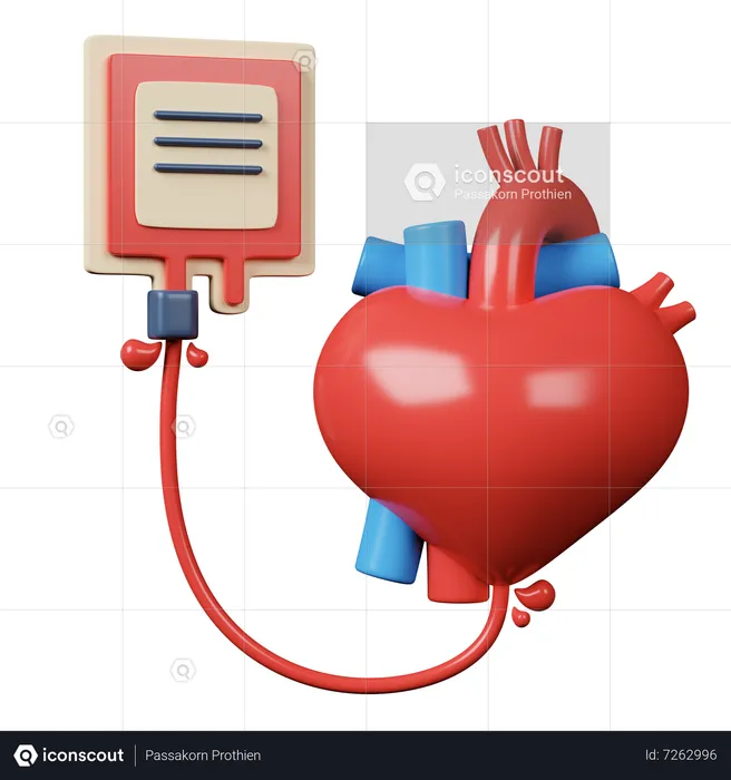 Blood Bag And Heart  3D Icon