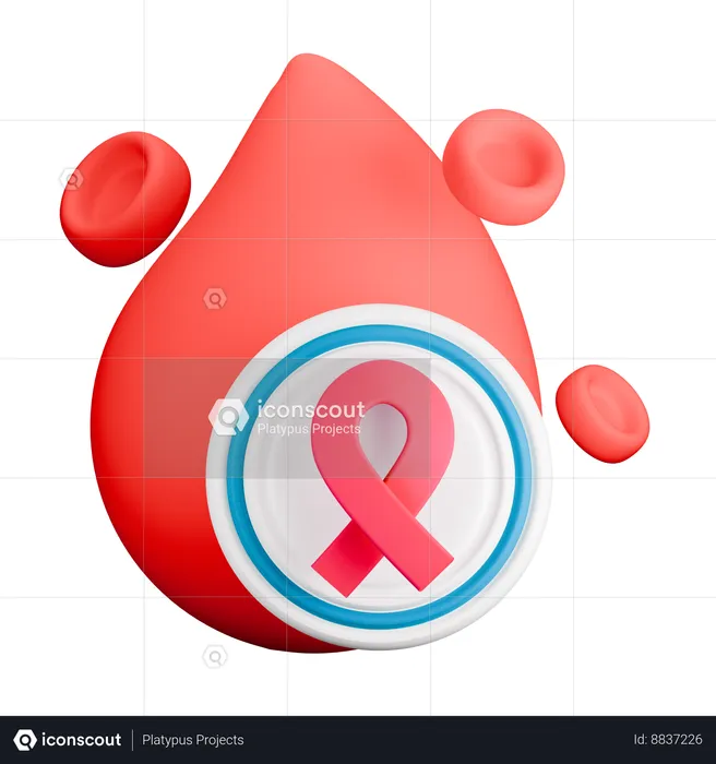 Blood cancer ribbon  3D Icon