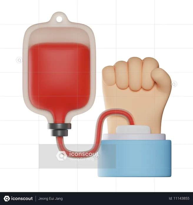 Blood Donation With Hand  3D Icon