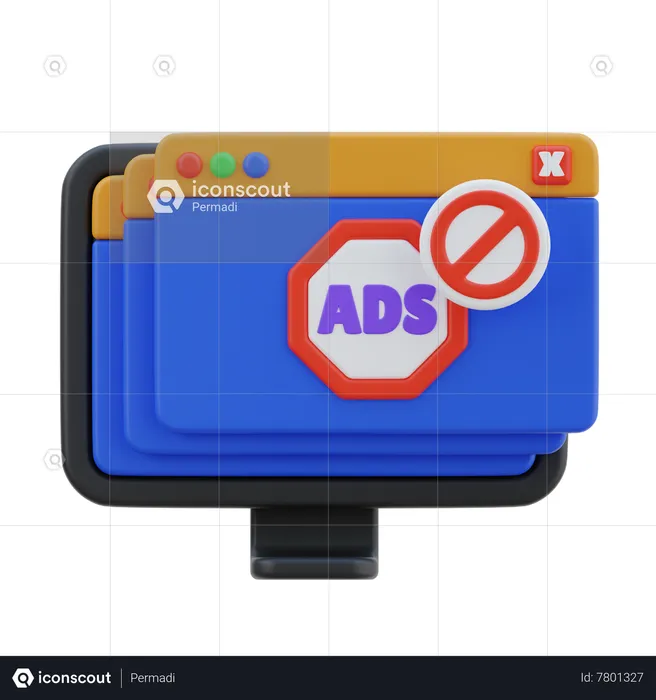 Bloque de anuncios  3D Icon