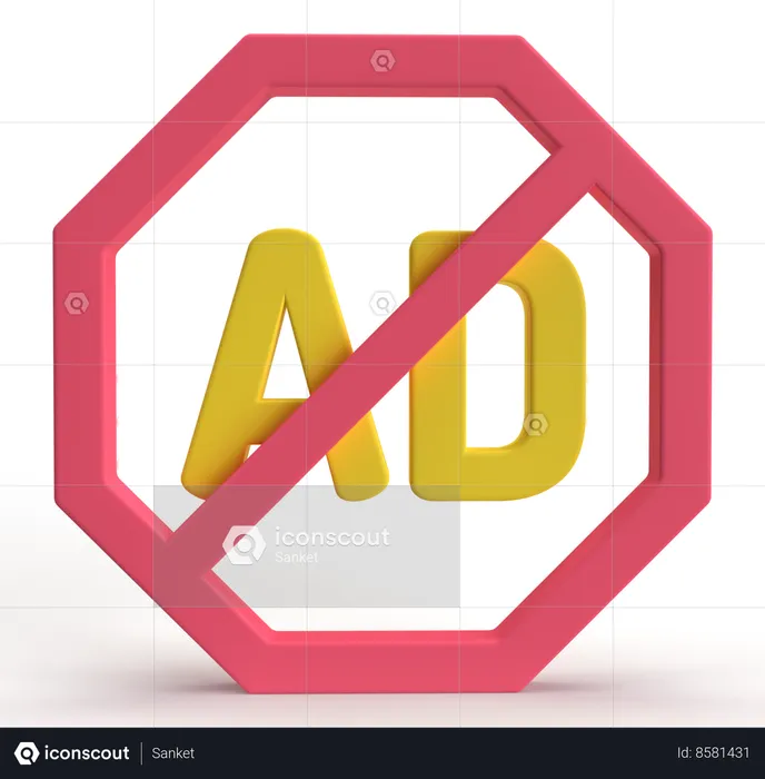Bloqueador de anuncios  3D Icon