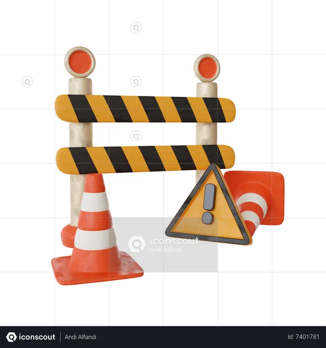 Bloqueo de carretera  3D Icon