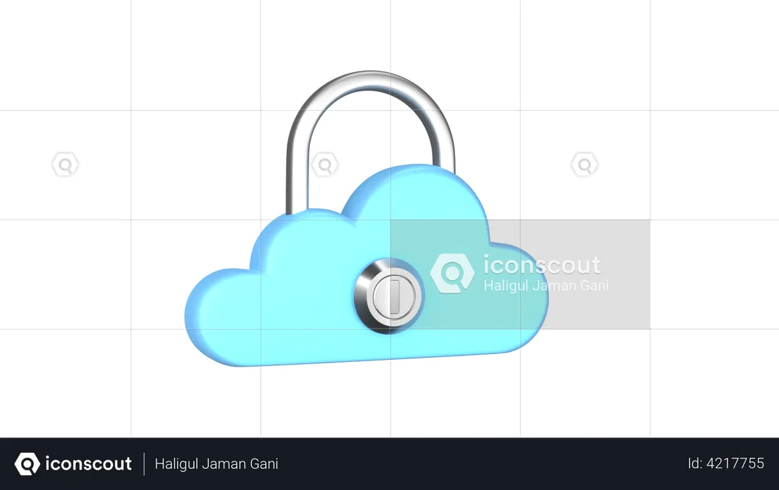 Bloqueo de datos de almacenamiento en la nube  3D Illustration