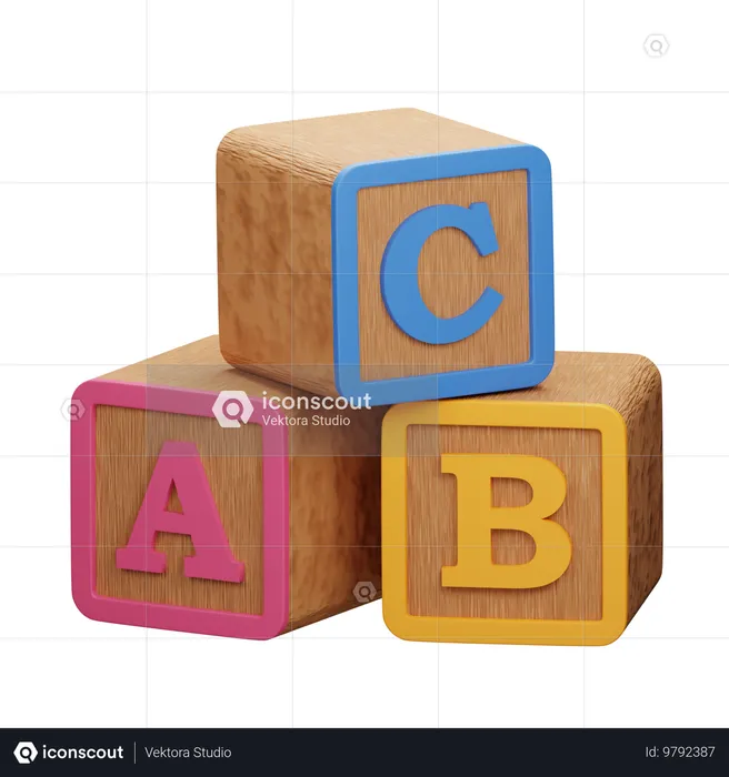 Bloques del alfabeto Aprendizaje divertido para niños  3D Icon