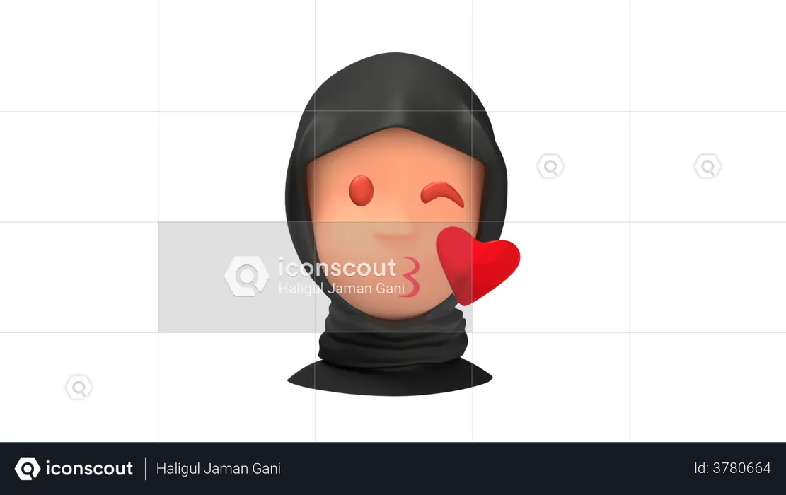 Blowing Arab Woman emoji Emoji 3D Illustration
