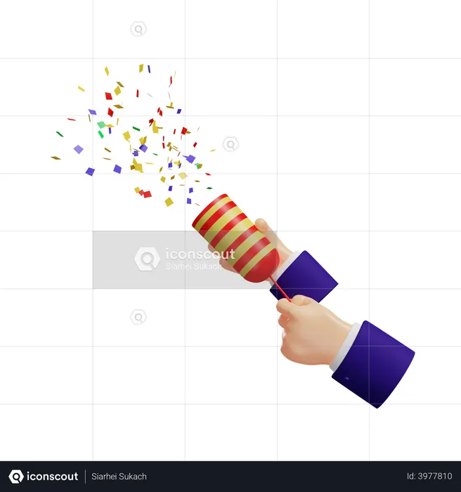 Blowing confetti firecracker  3D Illustration