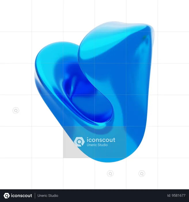 Blue Abstract Metalic Bending Shape  3D Icon