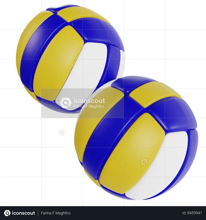Blue and Yellow Volleyballs  3D Icon