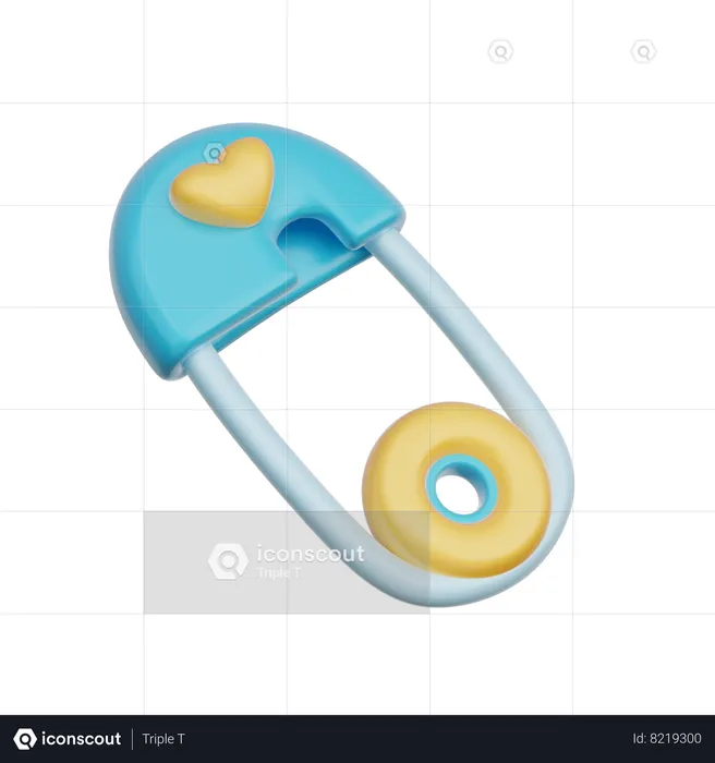 Blue Baby Safety Pin  3D Icon