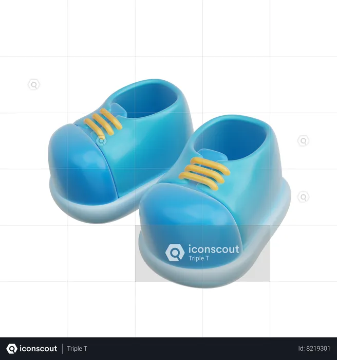 Blue Baby Shoes  3D Icon