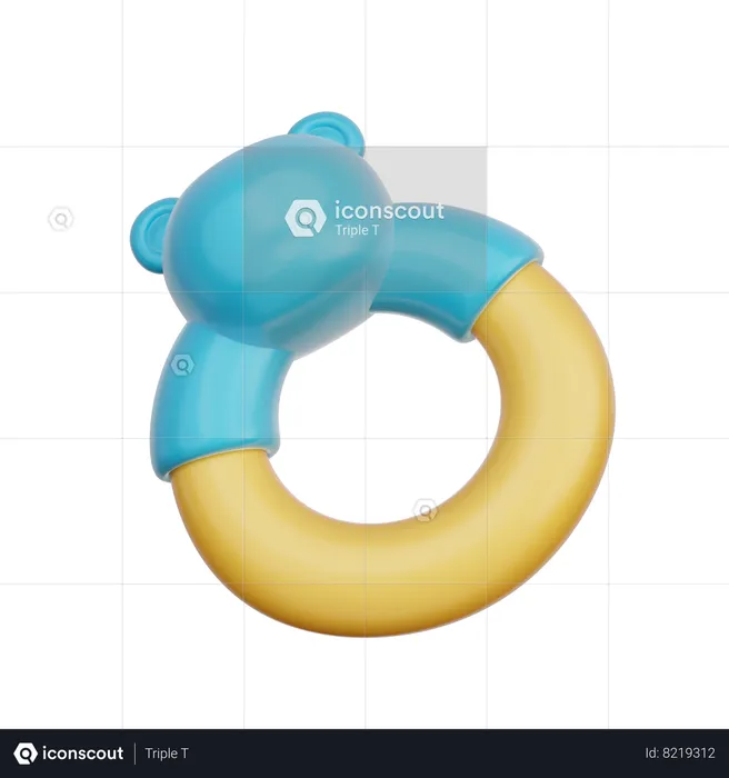 Blue Baby Teething Ring  3D Icon