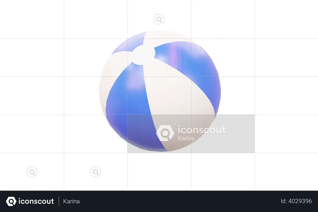 Blue Beach Ball  3D Illustration