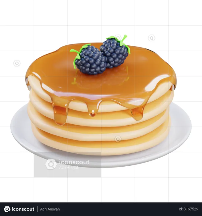 Blue Berry Pancake  3D Icon