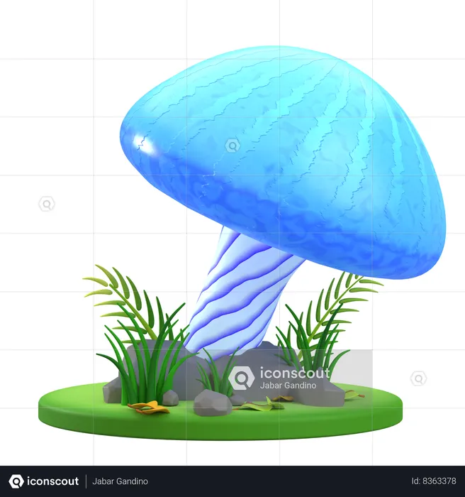 Mushroom Blue Cap  3D Icon