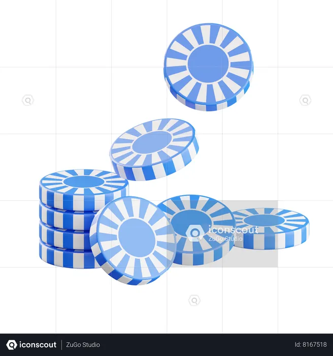 Blue Casino Chip  3D Icon