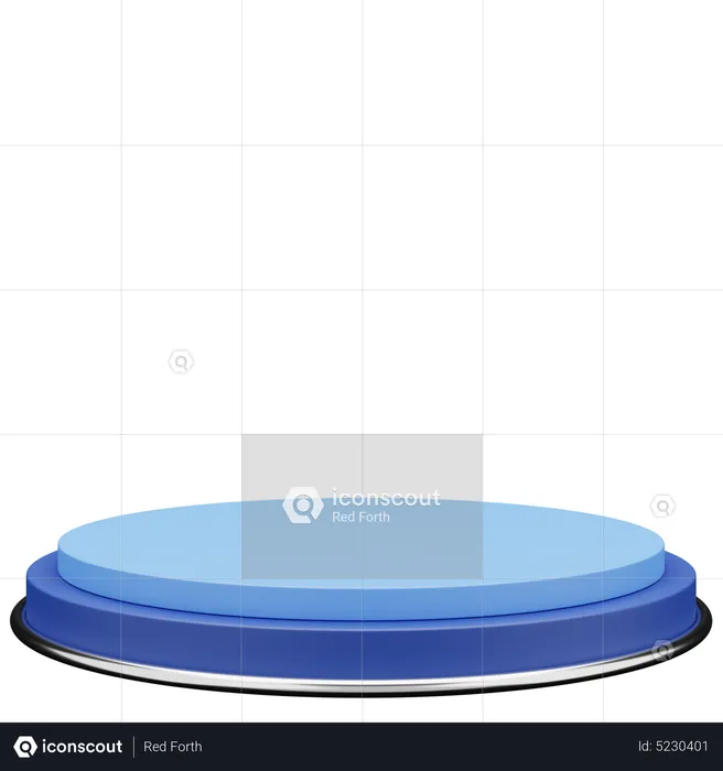 Blue Circle Podium with Metal Ring  3D Icon