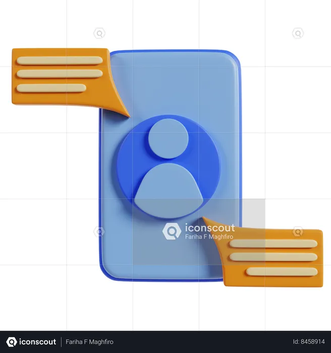 Blue Contact With Chat Bubbles  3D Icon