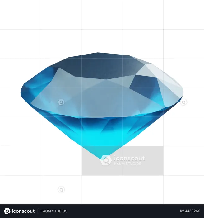 Blue Diamond Gem  3D Illustration