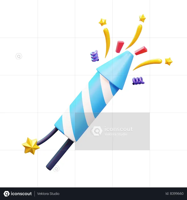 Blue firework rocket  3D Icon