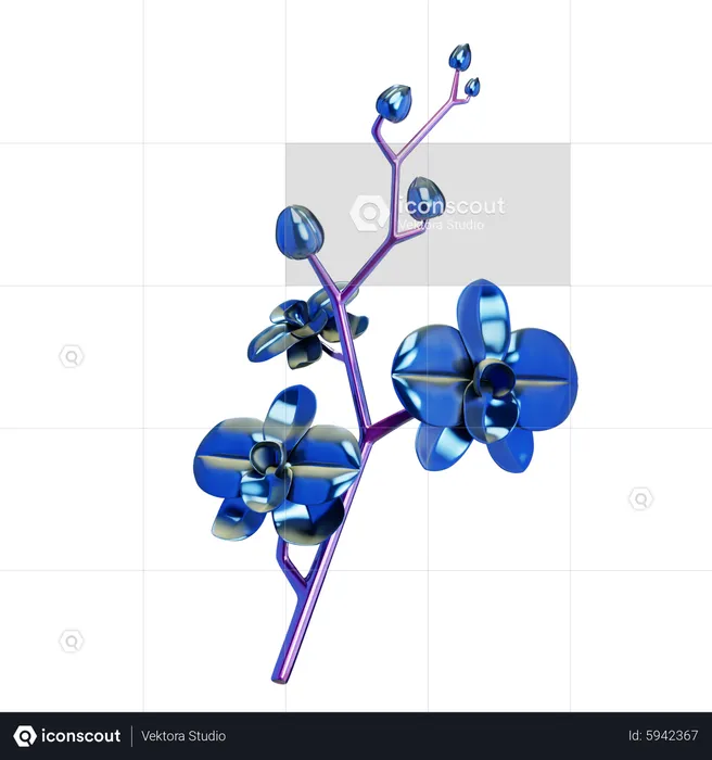 Blue Flower  Decoration  3D Icon
