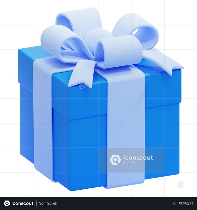 Blue Gift Box  3D Icon