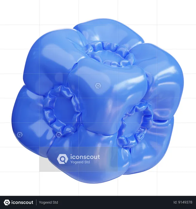 Blue party balloon  3D Icon