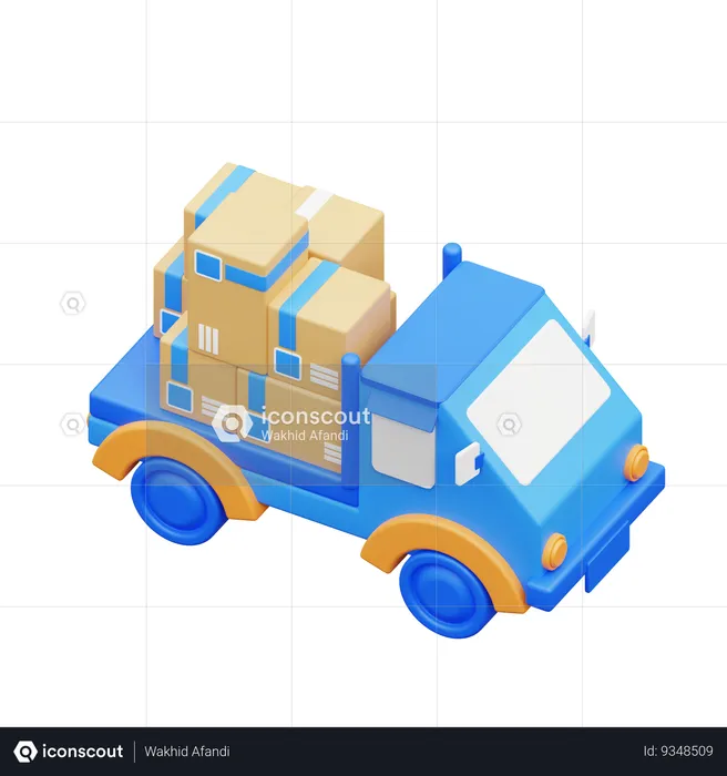 Blue Pick Up By Car Delivery  3D Icon