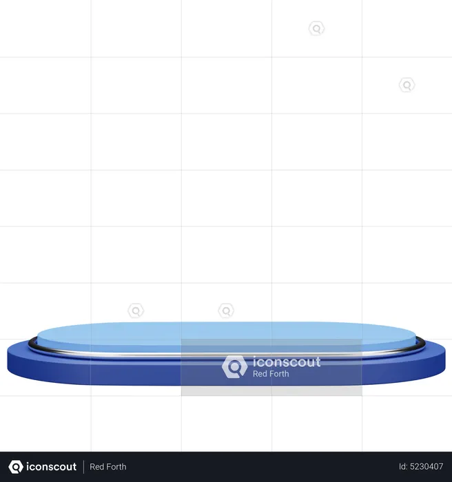 Blue Podium with Metal Ring  3D Icon