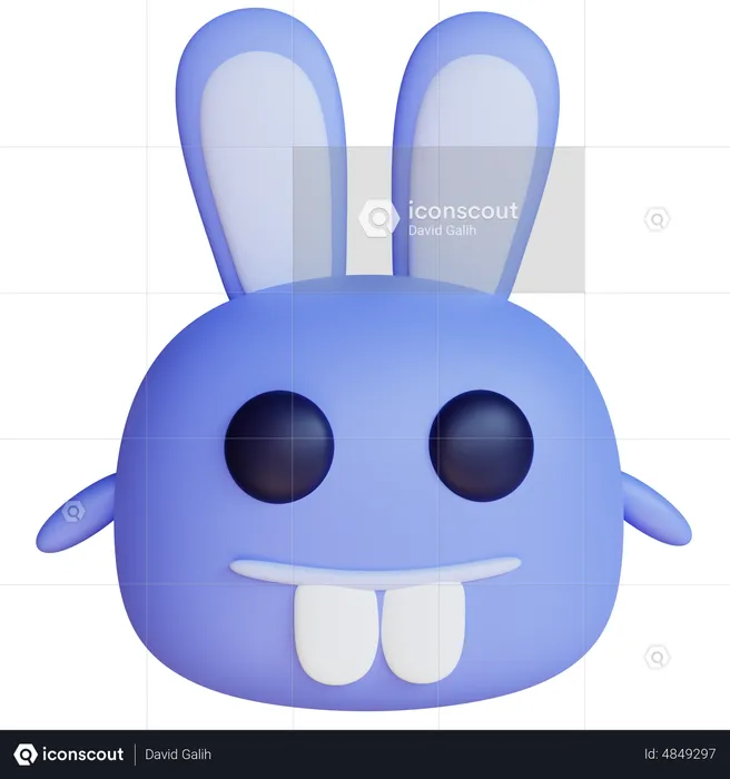Blue Rabbit Monster  3D Icon